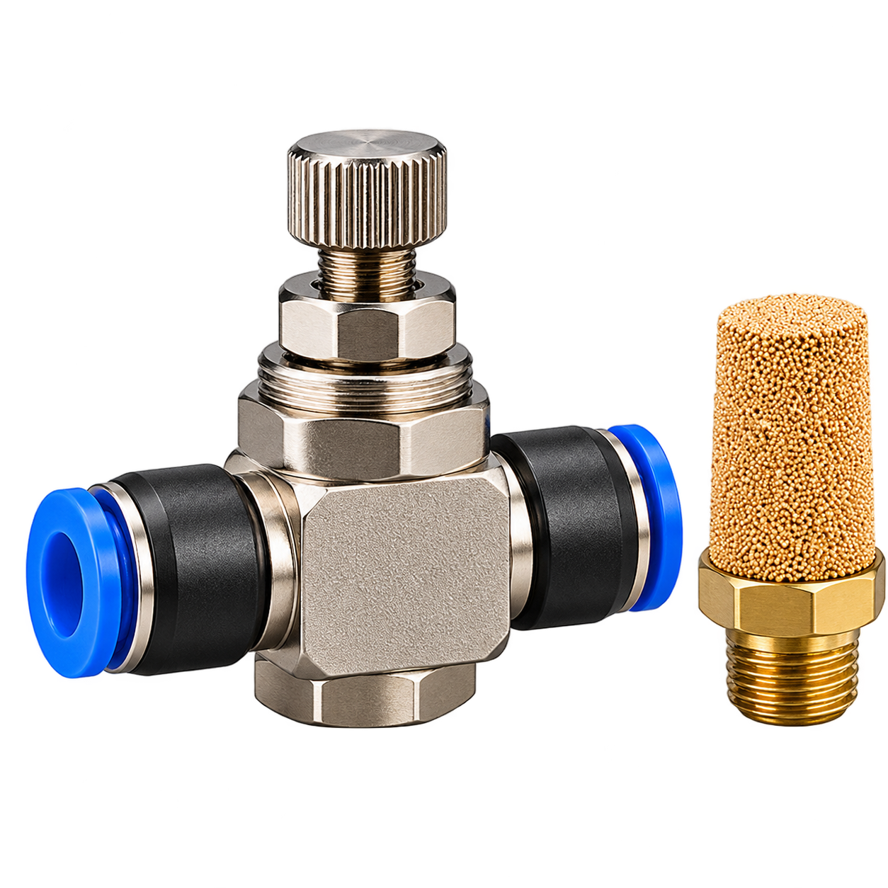JVP-FC-080 pneumatic flow control and silencer